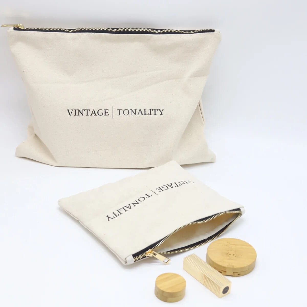 Custom Design Logo Printing Canvas Cosmetic Zipper Bag Natural Travel Bag Cotton Canvas Pen Makeup Cosmetic Pouch