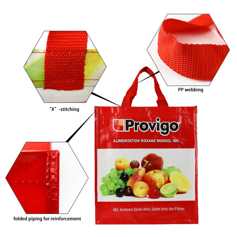 Custom Printing Extra Large Reusable Shopping Tote Bag Recyclable Laminated PP Woven Grocery Bag