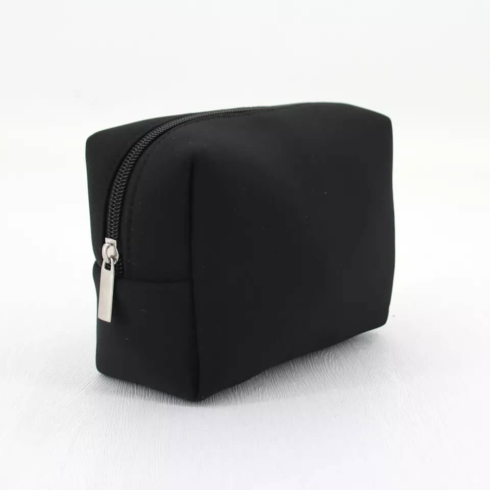 New Fashion Custom Logo Printing Small Black Neoprene Toiletry Bag Cosmetic Pouch Makeup Bags