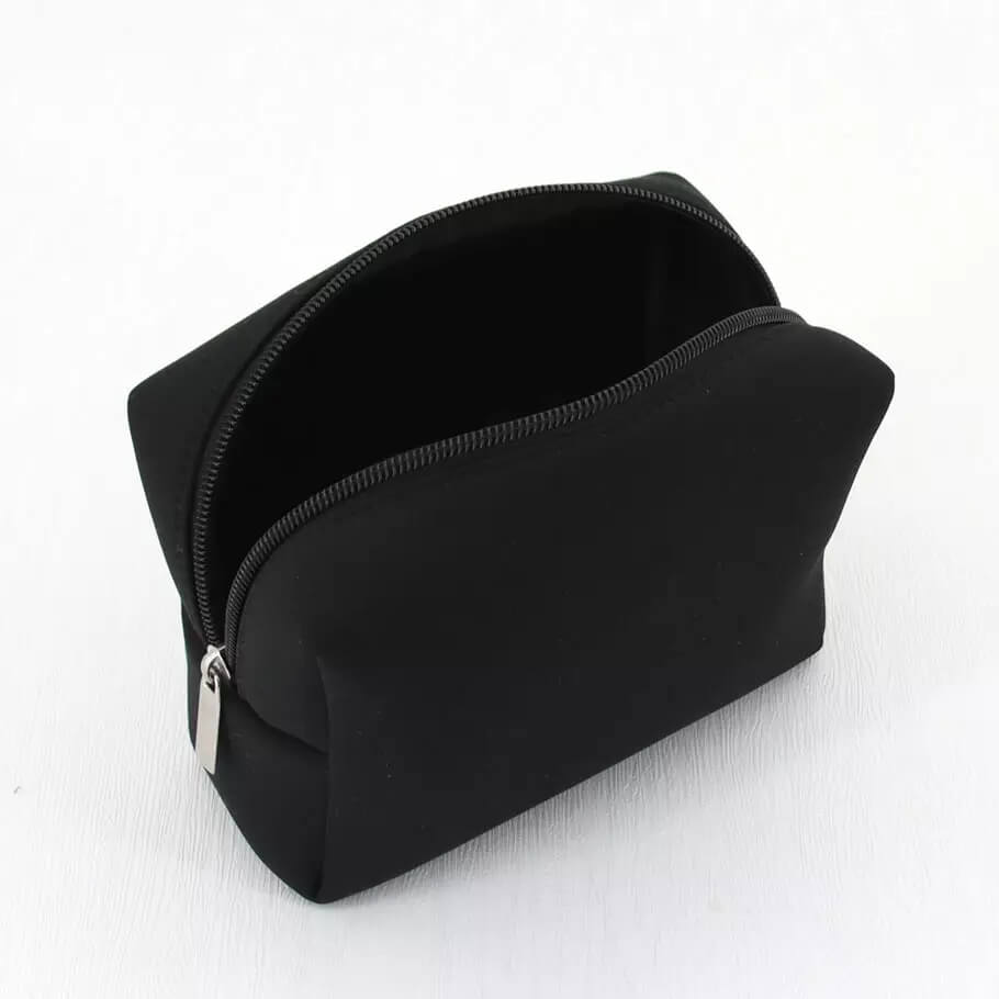 New Fashion Custom Logo Printing Small Black Neoprene Toiletry Bag Cosmetic Pouch Makeup Bags