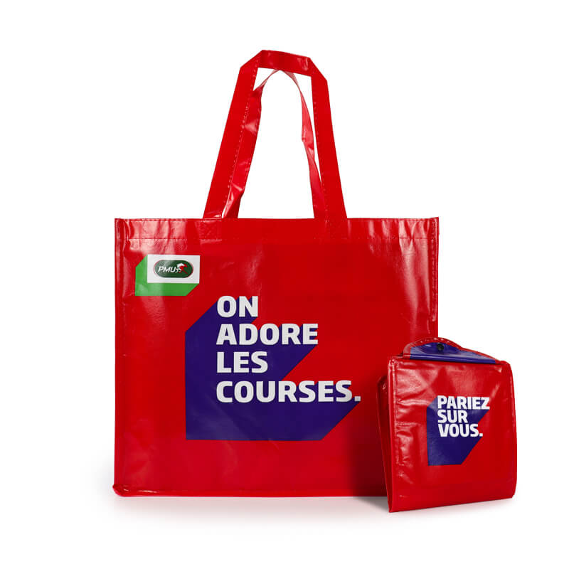 Promotional supermarket shopping reusable pp laminated non woven fabric shopping tote bags