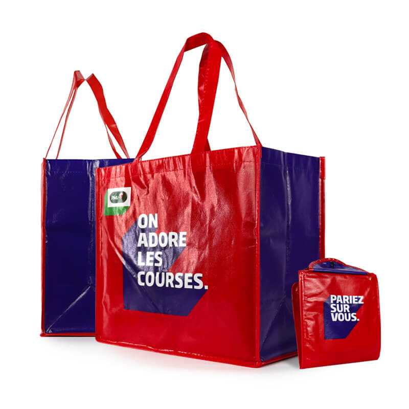 Promotional supermarket shopping reusable pp laminated non woven fabric shopping tote bags