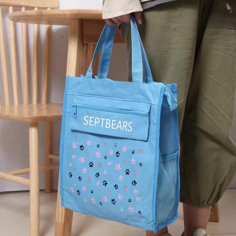 Heavy duty Polyester PVC coating 600 d shopper bag shopping tote bags with side pocket Magic stickers