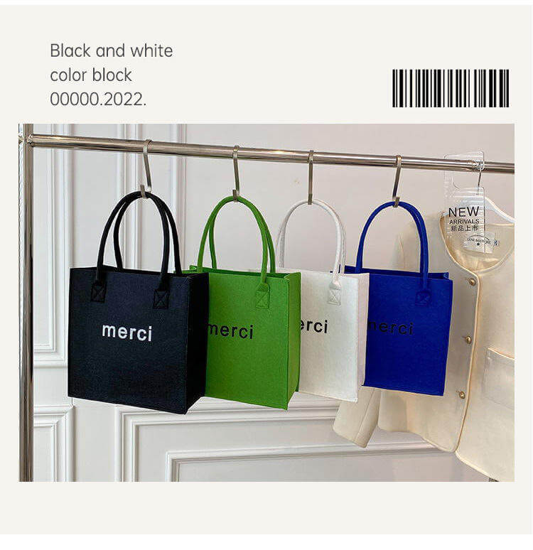 Reusable Custom Logo Eco-friendly Casual Large Capacity felt bag women felt tote bag handbags wool felt shopping bag