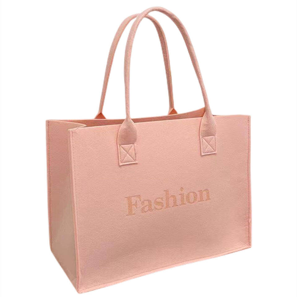 New Fashion Wholesale Eco Friendly Custom Logo Large Capacity Colorful Felt Shopping Tote Bags