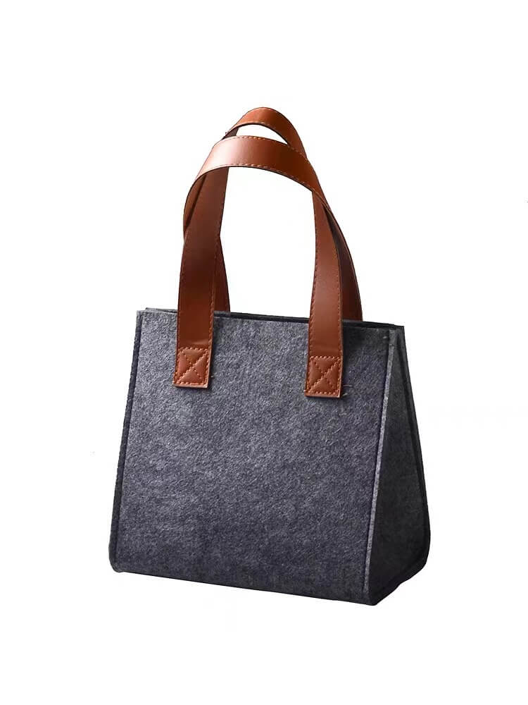 Customized Women Felt Tote Bags Thick Felt Shopper Carrying Bag Ladies Felt Handbag