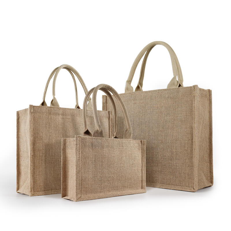 Wholesale Custom Printing Logo Eco Friendly Jute Tote Bag Recycle Foldable Jute Shopping Bag