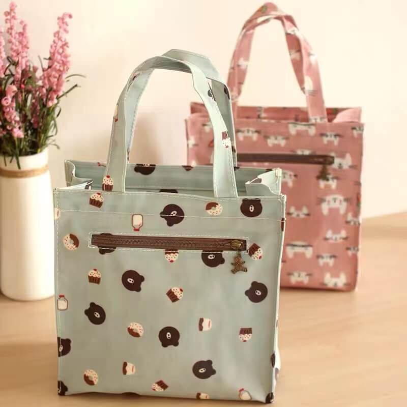 Fashion Wholesale High Quality Shiny PVC Coated Medium Cotton Shopping Tote Bag