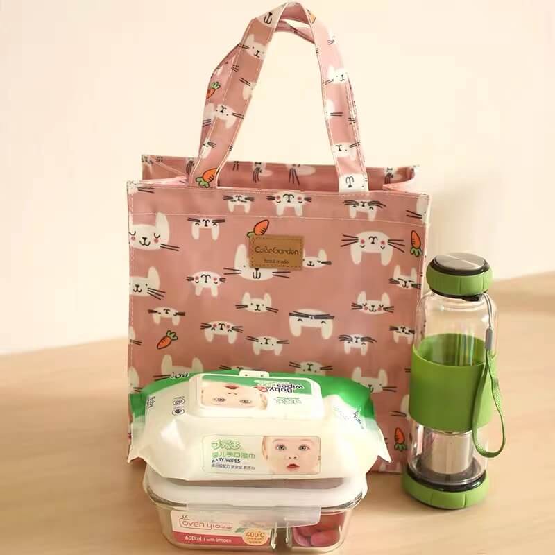 Fashion Wholesale High Quality Shiny PVC Coated Medium Cotton Shopping Tote Bag