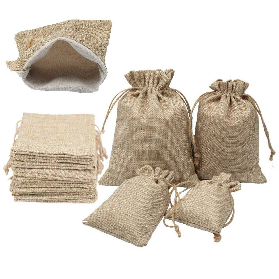 Eco-Friendly Small Natural Jute Drawstring Pouch Jewelry Cheap Reusable Jute Burlap Christmas Gift Bag