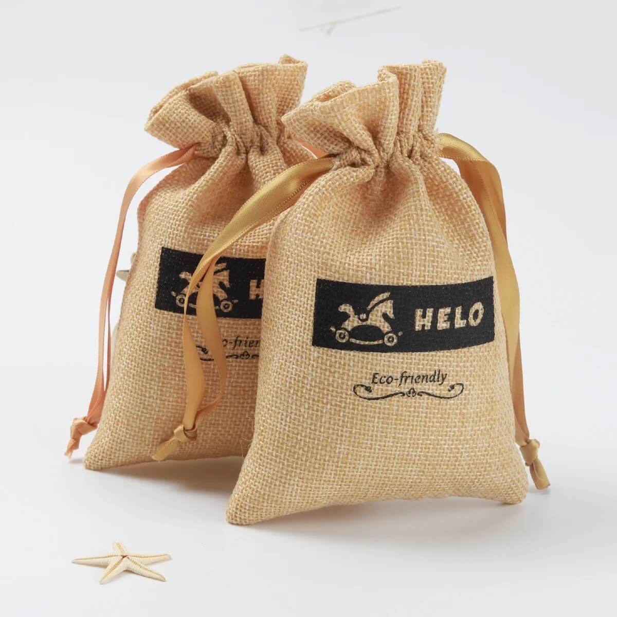 Eco-Friendly Custom Logo Cheap Natural Soap Gift Cosmetic Pouch Small Drawstring Jute Packaging Cosmetic Makeup Bag