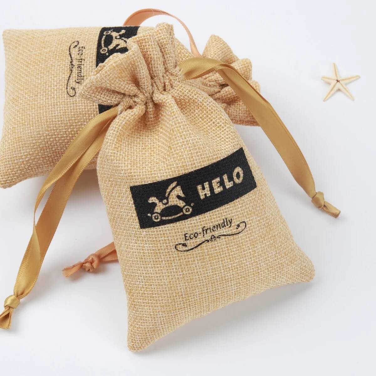 Eco-Friendly Custom Logo Cheap Natural Soap Gift Cosmetic Pouch Small Drawstring Jute Packaging Cosmetic Makeup Bag