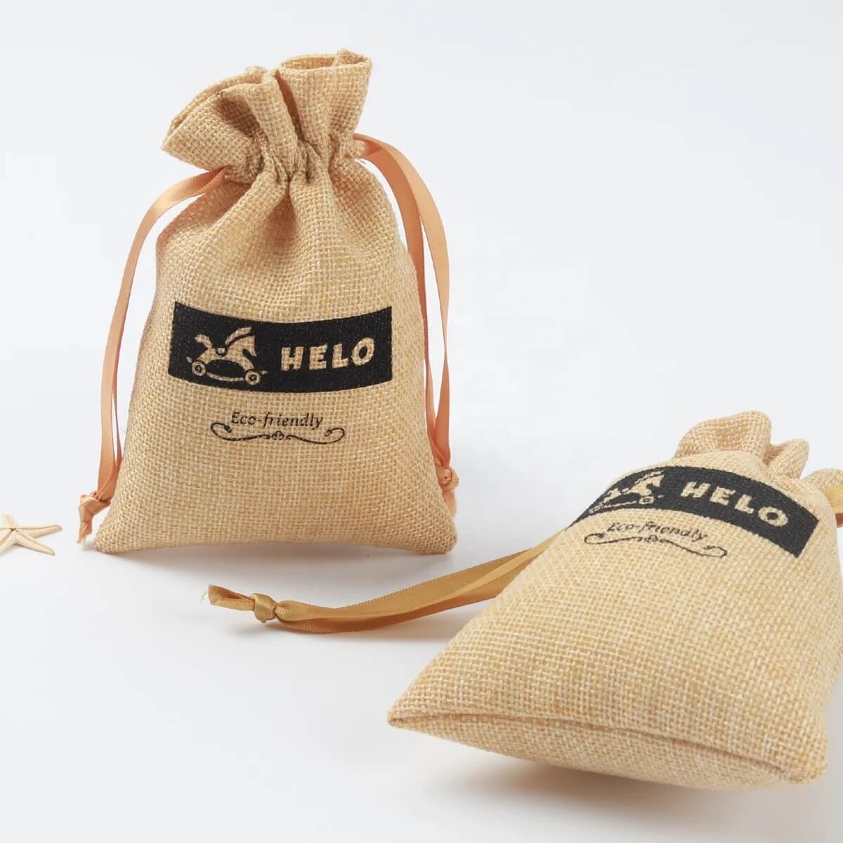 Eco-Friendly Custom Logo Cheap Natural Soap Gift Cosmetic Pouch Small Drawstring Jute Packaging Cosmetic Makeup Bag