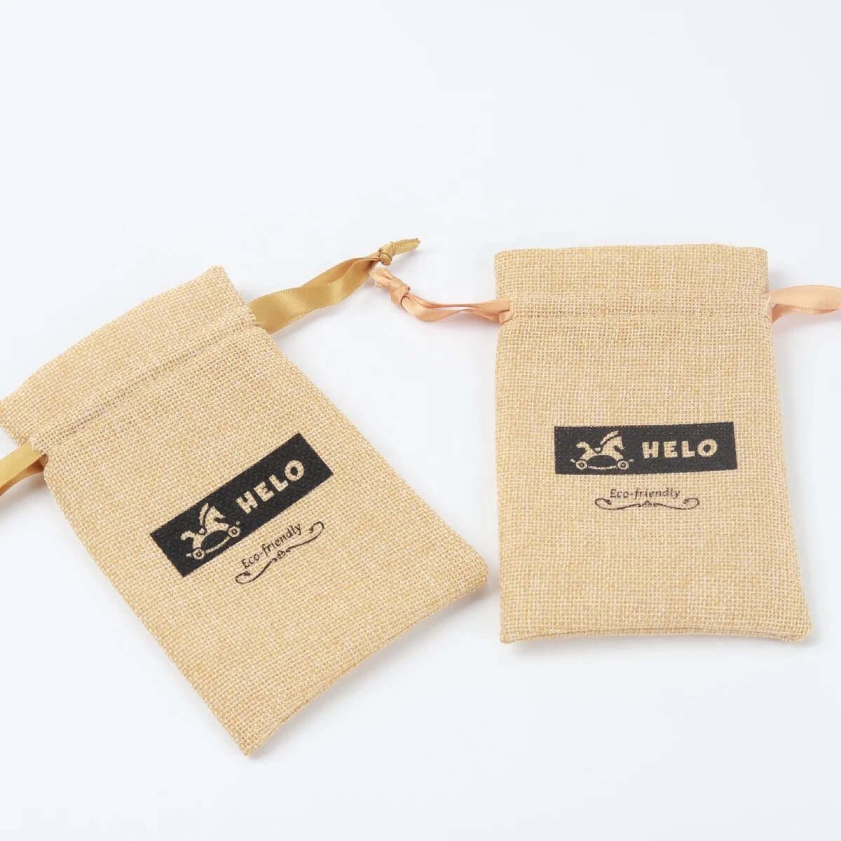 Eco-Friendly Custom Logo Cheap Natural Soap Gift Cosmetic Pouch Small Drawstring Jute Packaging Cosmetic Makeup Bag