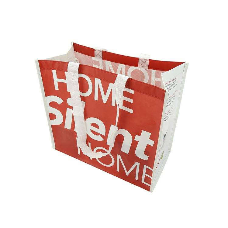 High-Quality Recycled RPET Shopping Totes with GRS Sublimation Print and Spunbond Plastic Lamination for Supermarkets