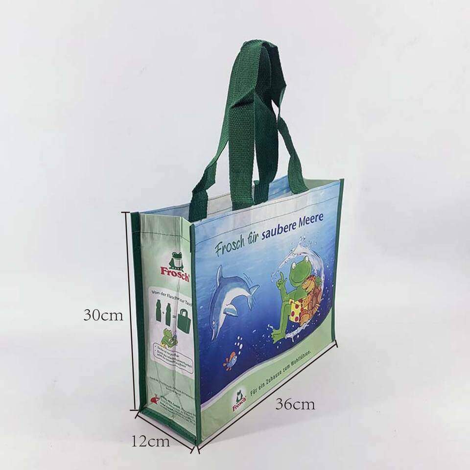 High-capacity Customizable Laminated RPET PP Non-Woven Reusable Shopping Bag Made from Recycled Plastic Bottles