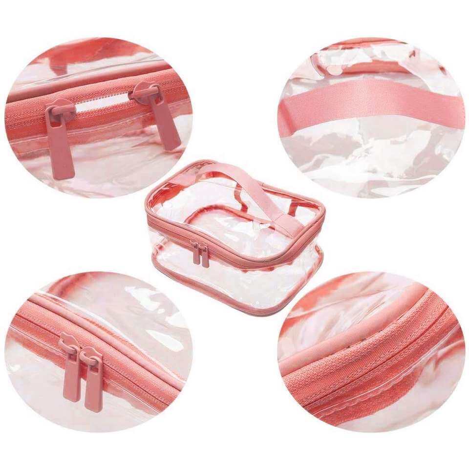 Waterproof Clear Makeup Bag Travel Pouch Toiletry Bags Transparent PVC pink Cosmetic Bag