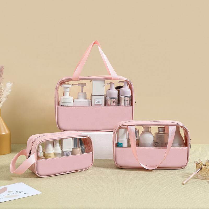 Large Capacity Travel Cosmetic Bag Multifunctional Storage Makeup Bag PU Leather Makeup Bag