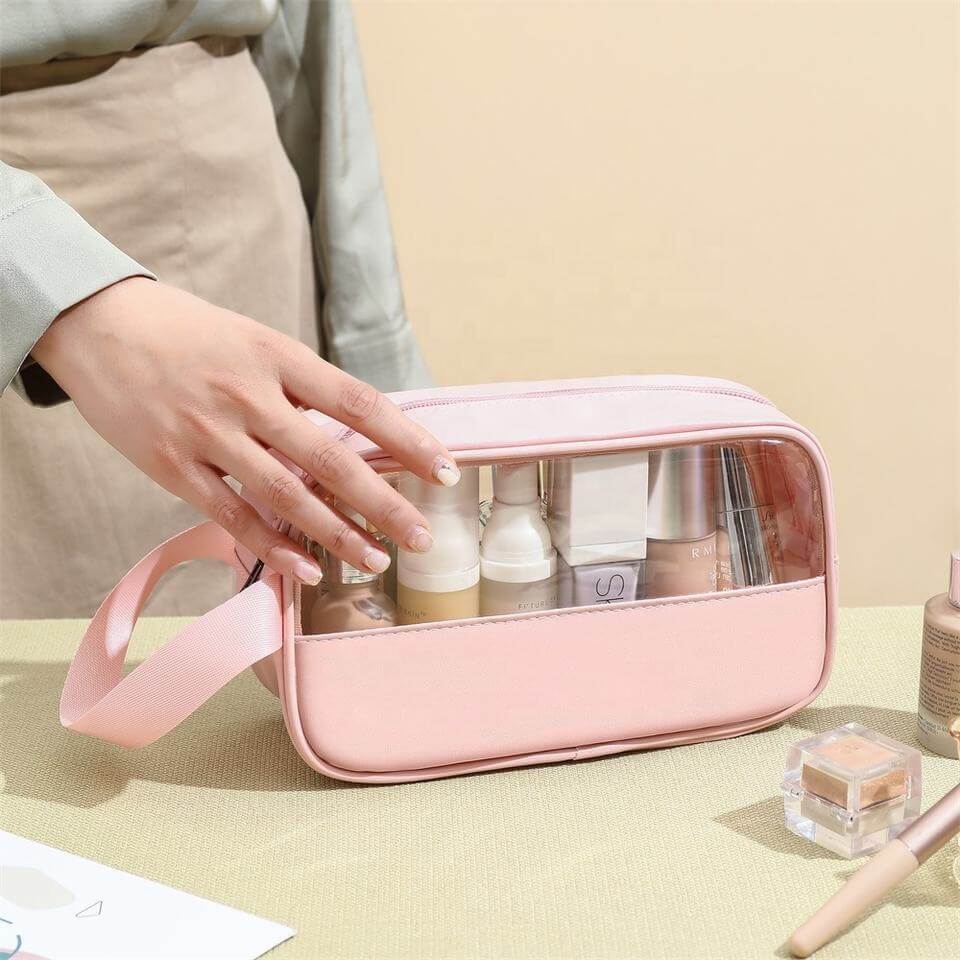 Large Capacity Travel Cosmetic Bag Multifunctional Storage Makeup Bag PU Leather Makeup Bag