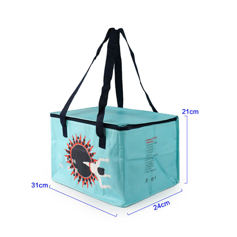 Customized print waterproof pp woven custom logo thermal ice insulated lunch cooler bag