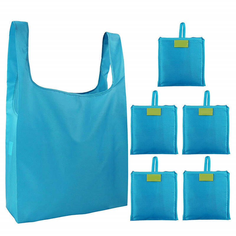 Custom Logo Grocery Eco-friendly Pouch Foldable Ripstop Carry Nylon Bags Reusable Folding Polyester Shopping Bag