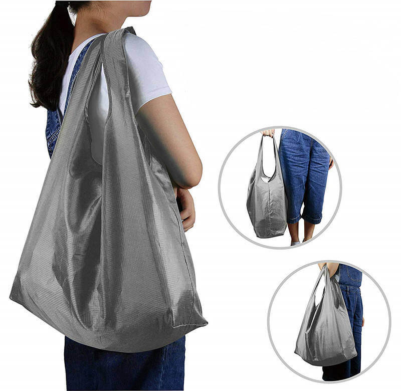 Custom Logo Grocery Eco-friendly Pouch Foldable Ripstop Carry Nylon Bags Reusable Folding Polyester Shopping Bag